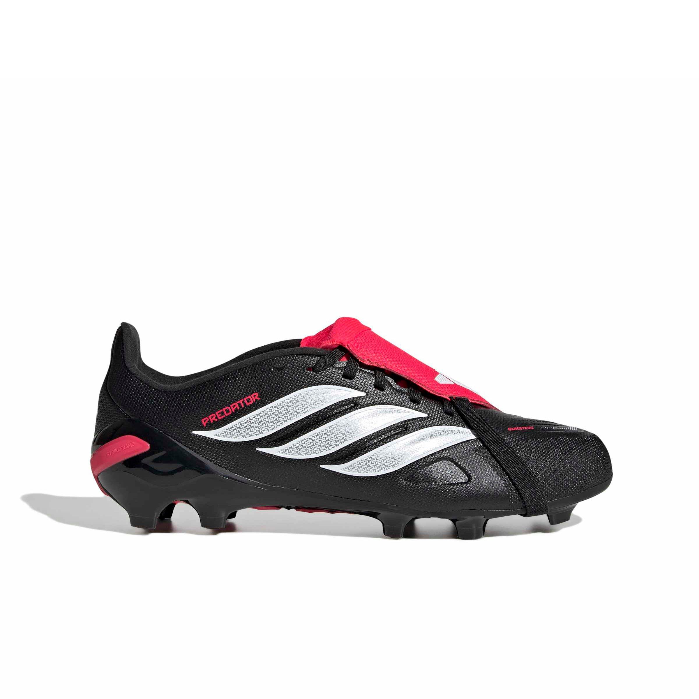 adidas Predator League Fold-Over Tongue FG "Black/White/Lucid Red" Grade School Kids' Soccer Cleat - BLACK/WHITE/RED